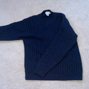 J. Crew, Men’s, Navy Blue, Cord Knit Wool Sweater